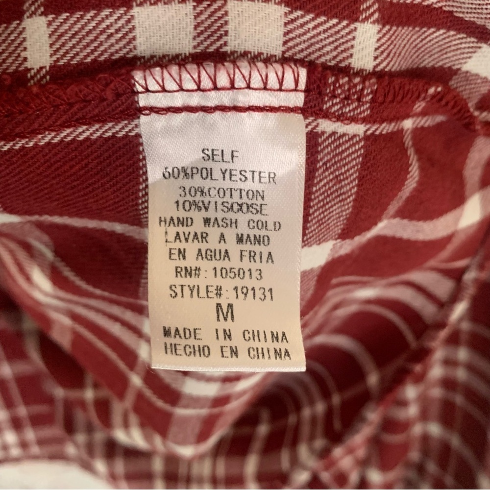 Andree by Unit Burgundy Plaid Button-Front Top - Picture 4 of 6